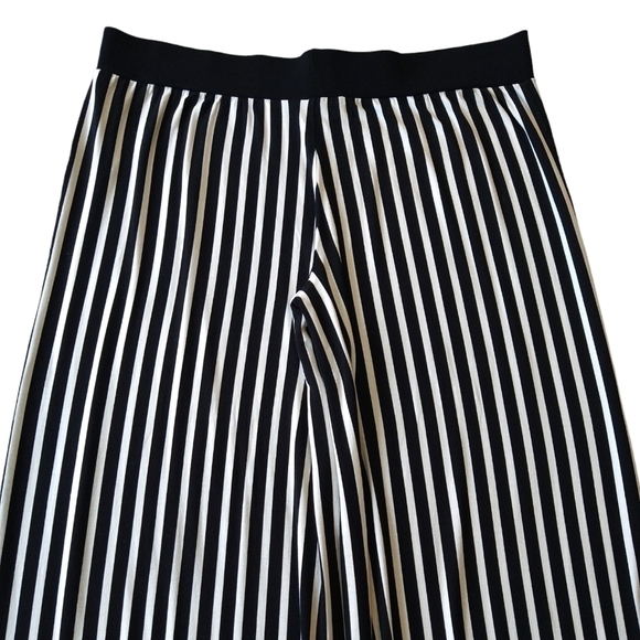 Lauren Ralph Lauren White Black Vertical Stripe Pull On Wide Leg Pants Modern - Picture 5 of 9
